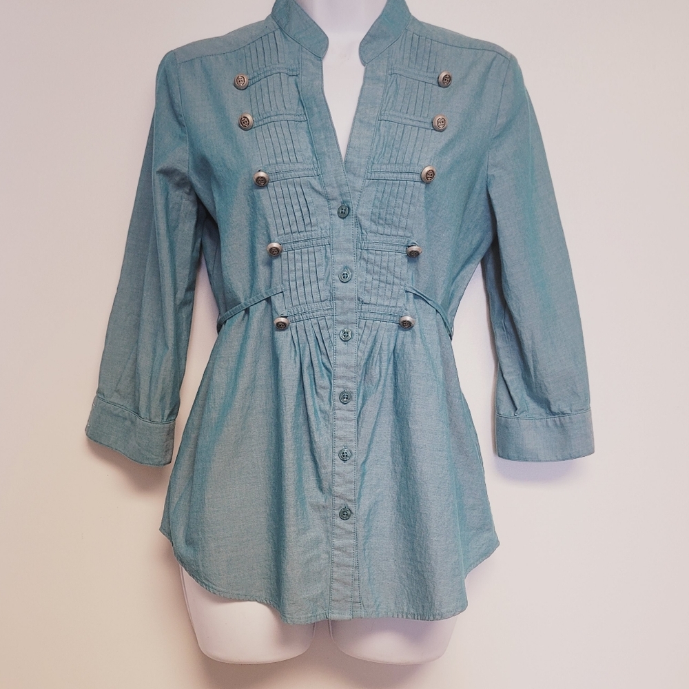 Guess by Marciano  Military Inspired Fitted Blue Blouse Small
